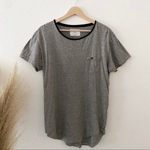 Grey Striped tee with pocket